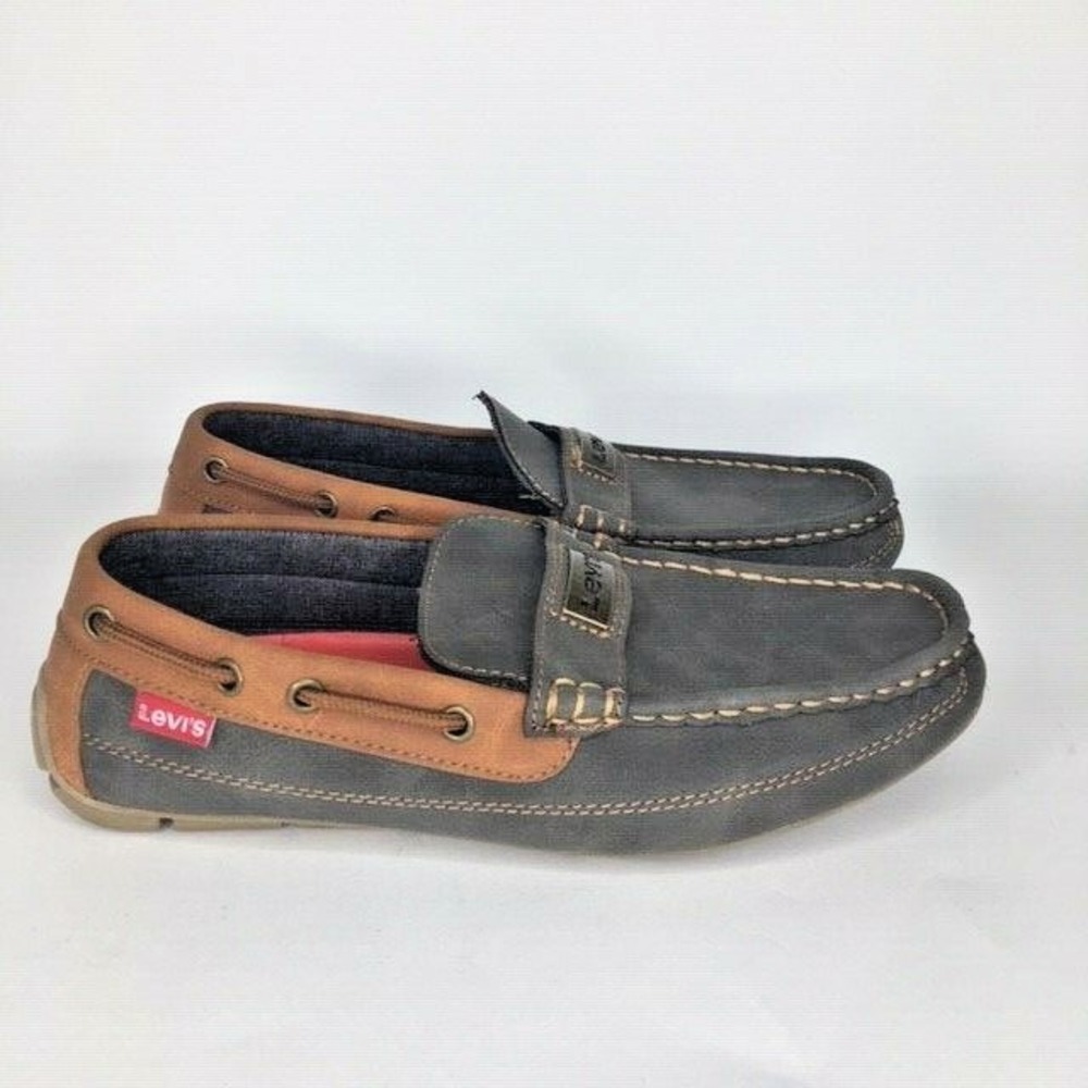 Levis mens comfort loafers  nickel gray brown boat driving slip on shoes 8.5‎